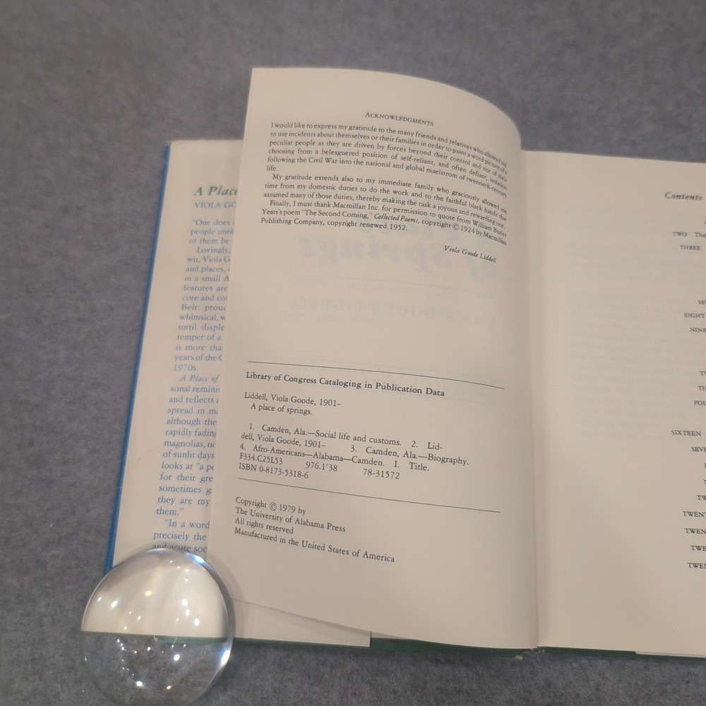 A Place of Springs Viola Goode Liddell Signed Hardcover Alabama History 1979 - Picture 3 of 3